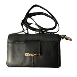 Spartina 449 Middleton Phone Crossbody - Black Leather